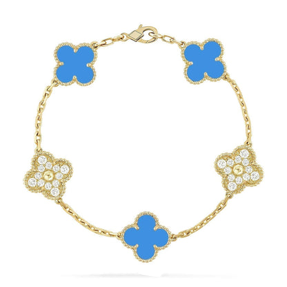 [⭐Luxery] CLOVER 5 MOTIF BLUE AGATE BRACELET COLLECTION