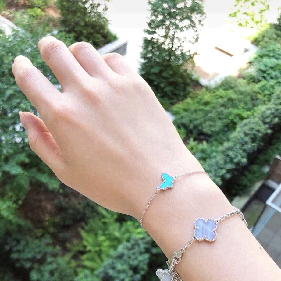[⭐Luxery]BUTTERFLY TURQUOISE BUTTERFLY BRACELET SILVER