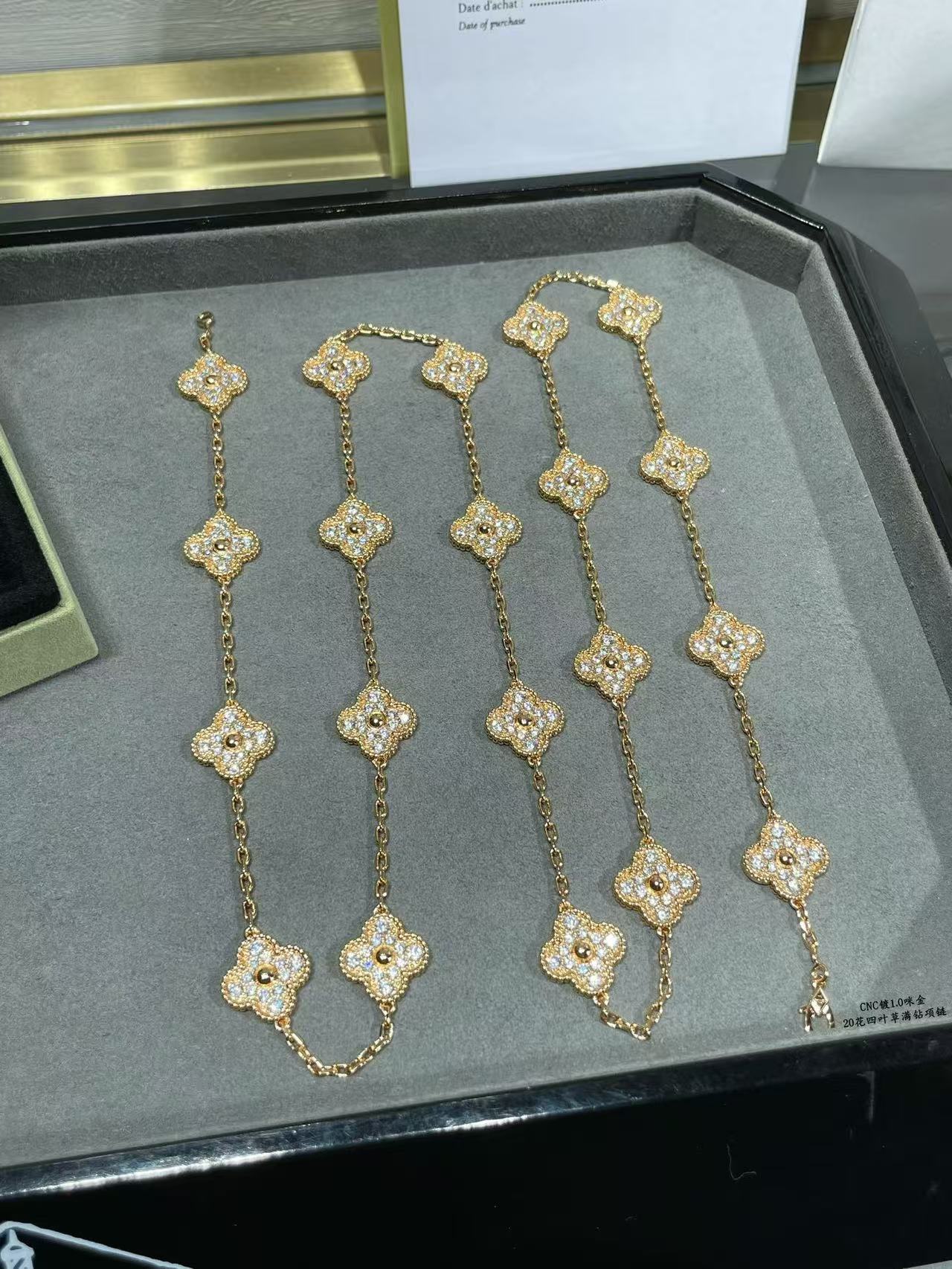 [⭐Luxery]CLOVER 20 MOTIFS FULL-DIAMOND NECKLACE