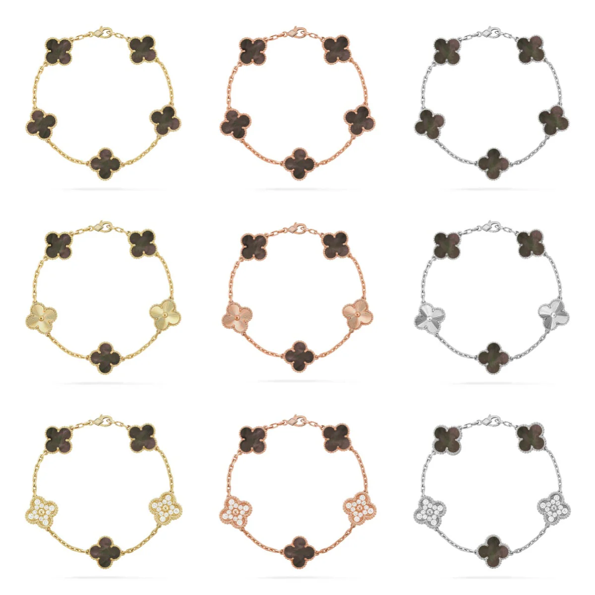 [⭐Luxery] CLOVER 5 MOTIF GRAY MOP BRACELET COLLECTION
