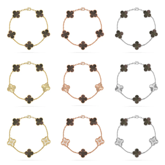 [⭐Luxery] CLOVER 5 MOTIF GRAY MOP BRACELET COLLECTION