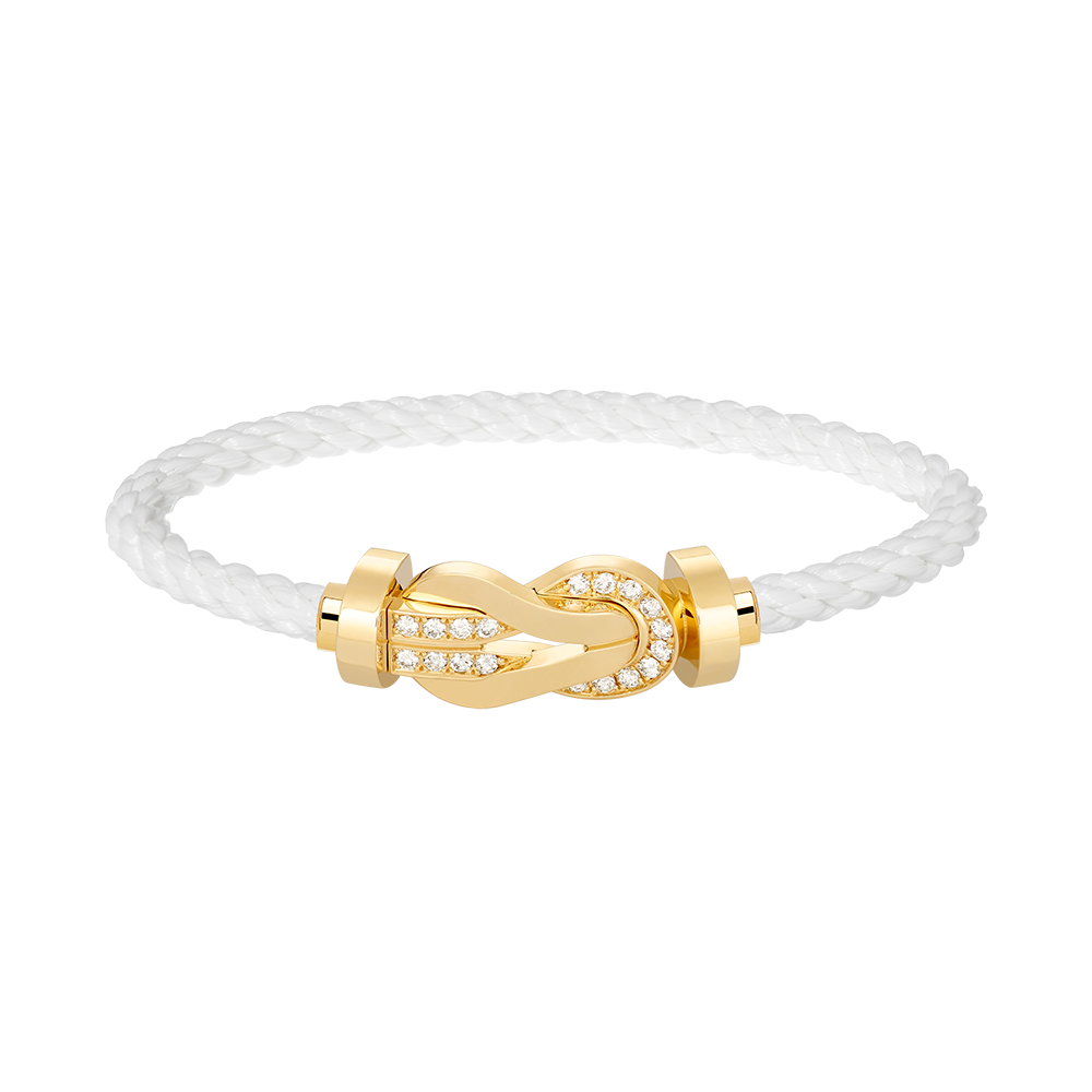 [⭐Luxery]CHANCE LARGE 8 FIGURE BUCKLE HALF DIAMOND BRACELET GOLD