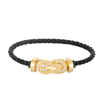 [⭐Luxery]CHANCE LARGE 8 FIGURE BUCKLE HALF DIAMOND BRACELET GOLD