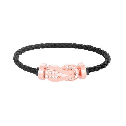 [⭐Luxery]CHANCE LARGE 8 FIGURE BUCKLE HALF DIAMOND BRACELET ROSE GOLD