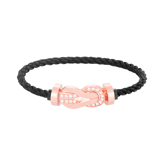 [⭐Luxery]CHANCE LARGE 8 FIGURE BUCKLE HALF DIAMOND BRACELET ROSE GOLD