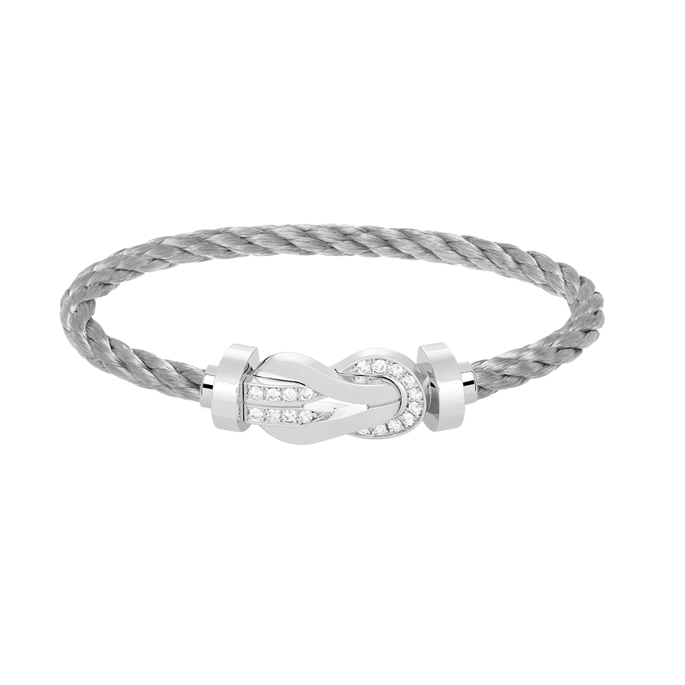 [⭐Luxery]CHANCE LARGE 8 FIGURE BUCKLE HALF DIAMOND BRACELET SILVER