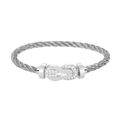 [⭐Luxery]CHANCE LARGE 8 FIGURE BUCKLE HALF DIAMOND BRACELET SILVER