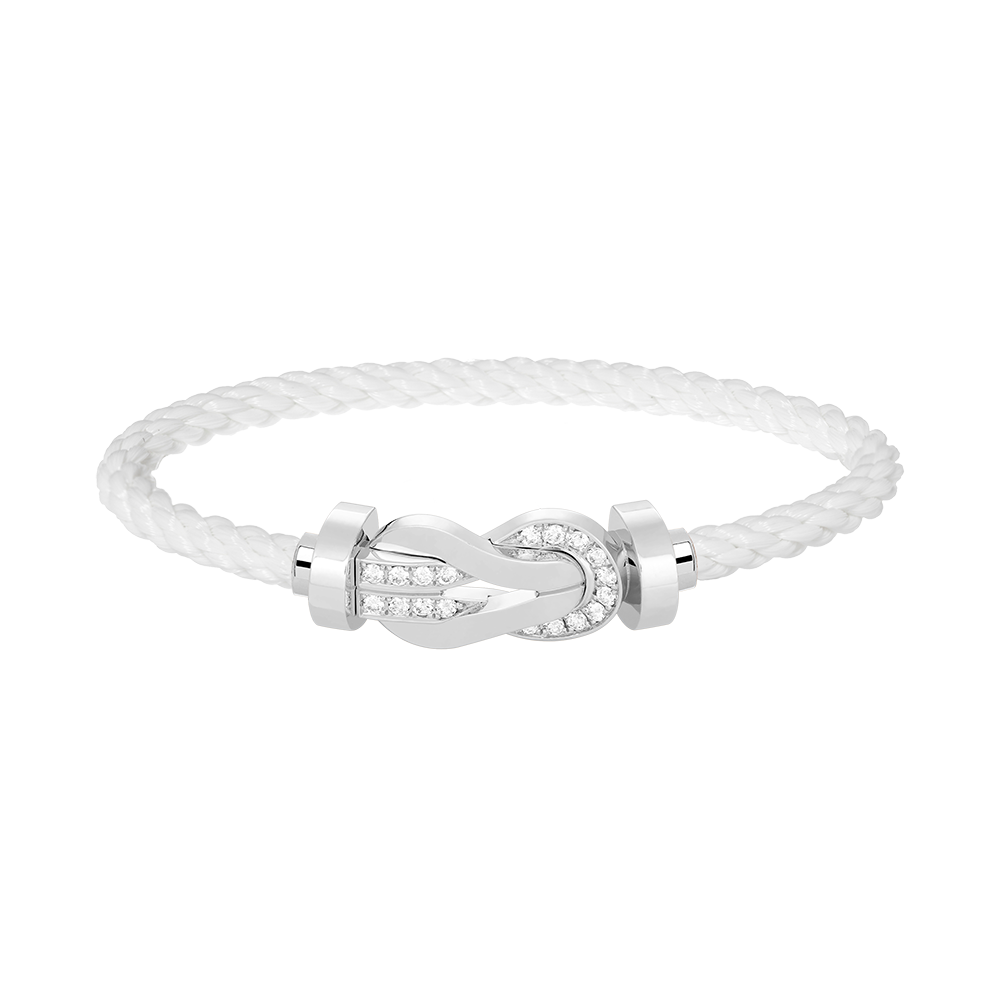 [⭐Luxery]CHANCE LARGE 8 FIGURE BUCKLE HALF DIAMOND BRACELET SILVER