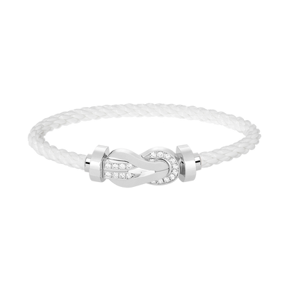 [⭐Luxery]CHANCE LARGE 8 FIGURE BUCKLE HALF DIAMOND BRACELET SILVER