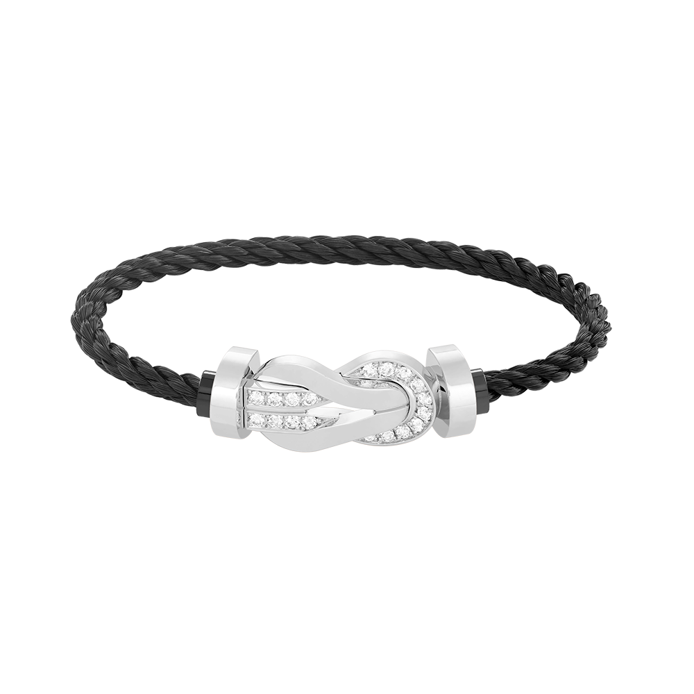 [⭐Luxery]CHANCE LARGE 8 FIGURE BUCKLE HALF DIAMOND BRACELET SILVER