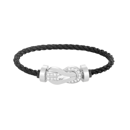 [⭐Luxery]CHANCE LARGE 8 FIGURE BUCKLE HALF DIAMOND BRACELET SILVER