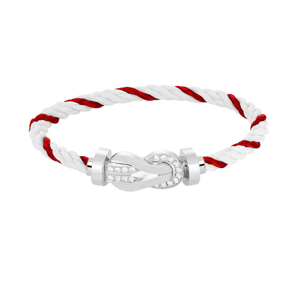 [⭐Luxery]CHANCE LARGE 8 FIGURE BUCKLE HALF DIAMOND BRACELET SILVER