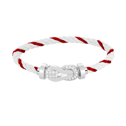 [⭐Luxery]CHANCE LARGE 8 FIGURE BUCKLE HALF DIAMOND BRACELET SILVER