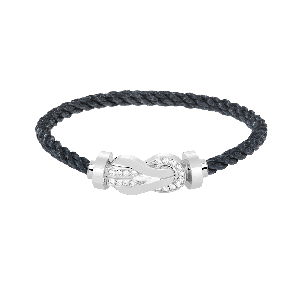 [⭐Luxery]CHANCE LARGE 8 FIGURE BUCKLE HALF DIAMOND BRACELET SILVER