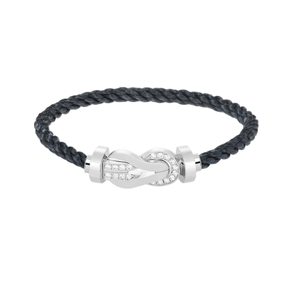 [⭐Luxery]CHANCE LARGE 8 FIGURE BUCKLE HALF DIAMOND BRACELET SILVER