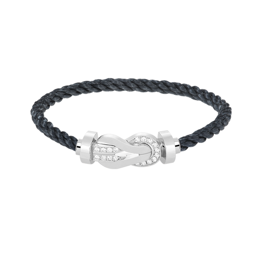 [⭐Luxery]CHANCE LARGE 8 FIGURE BUCKLE HALF DIAMOND BRACELET SILVER