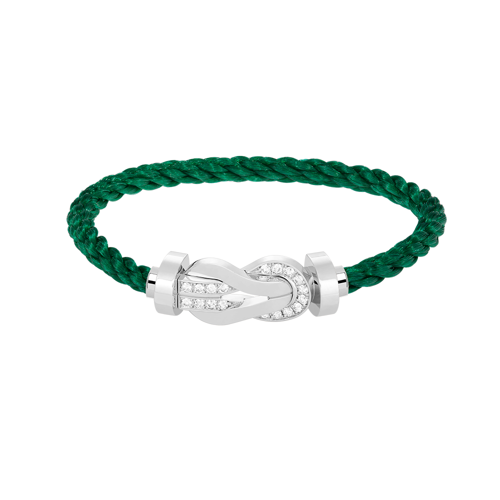 [⭐Luxery]CHANCE LARGE 8 FIGURE BUCKLE HALF DIAMOND BRACELET SILVER
