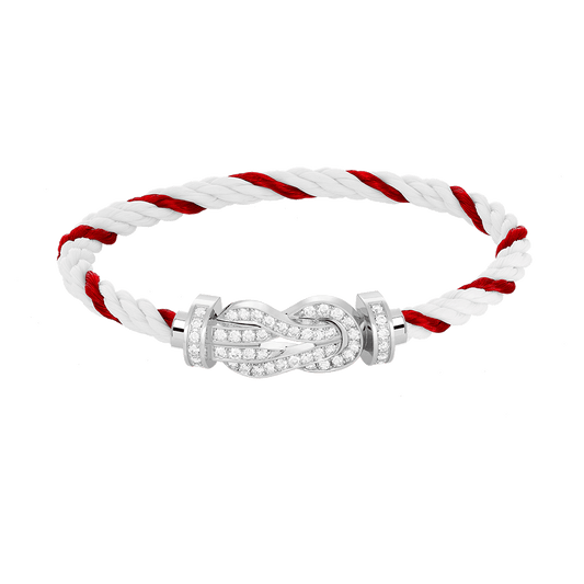 [⭐Luxery]CHANCE LARGE 8 FIGURE BUCKLE FULL DIAMOND BRACELET SILVER