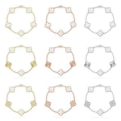 [⭐Luxery]CLOVER WHITE PEARL MOP 5 MOTIF BRACELET COLLECTION