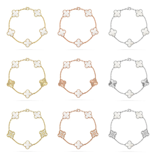 [⭐Luxery]CLOVER WHITE PEARL MOP 5 MOTIF BRACELET COLLECTION