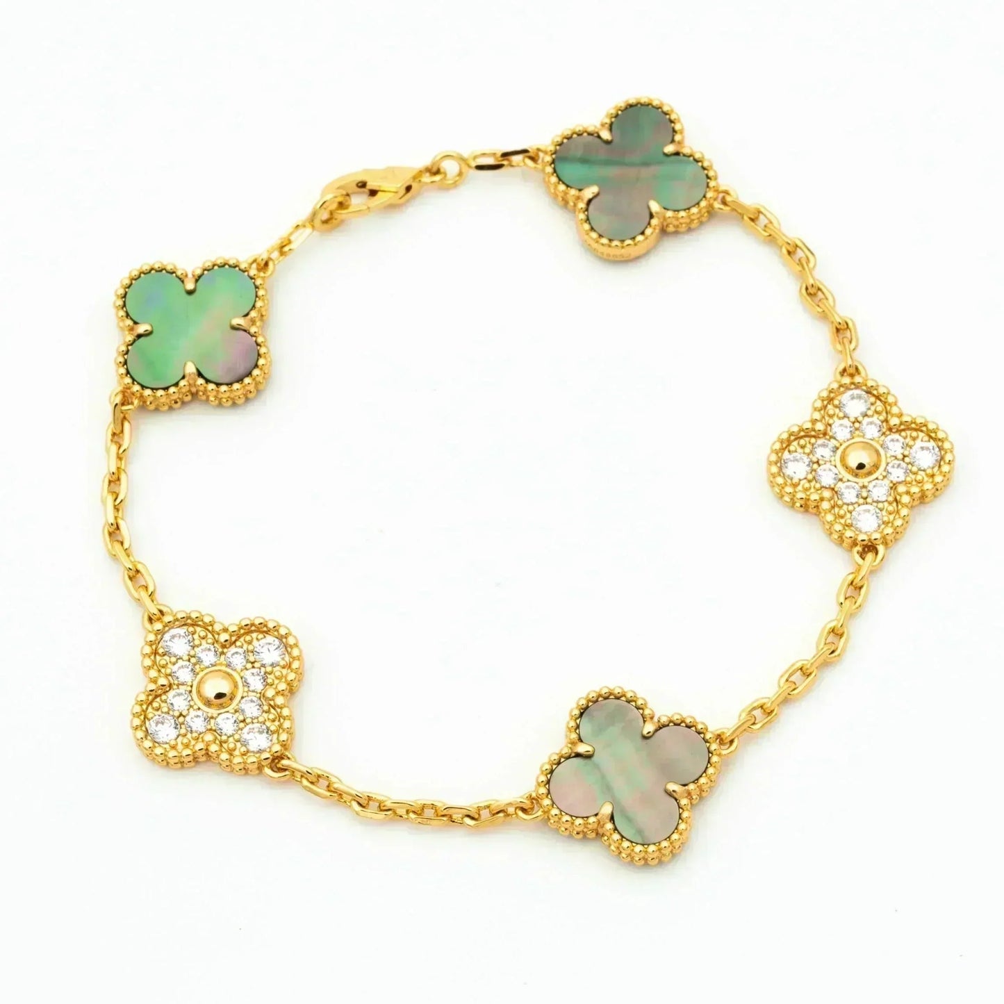 [⭐Luxery] CLOVER 5 MOTIF GRAY MOP BRACELET COLLECTION