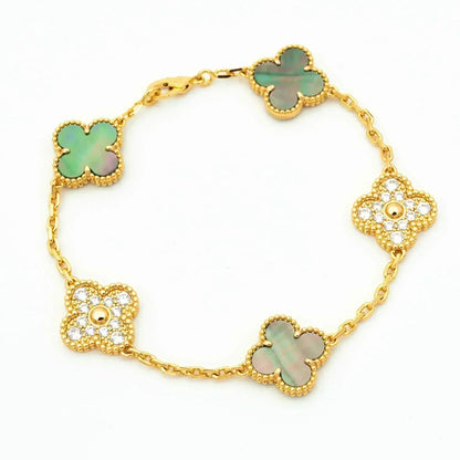 [⭐Luxery] CLOVER 5 MOTIF GRAY MOP BRACELET COLLECTION
