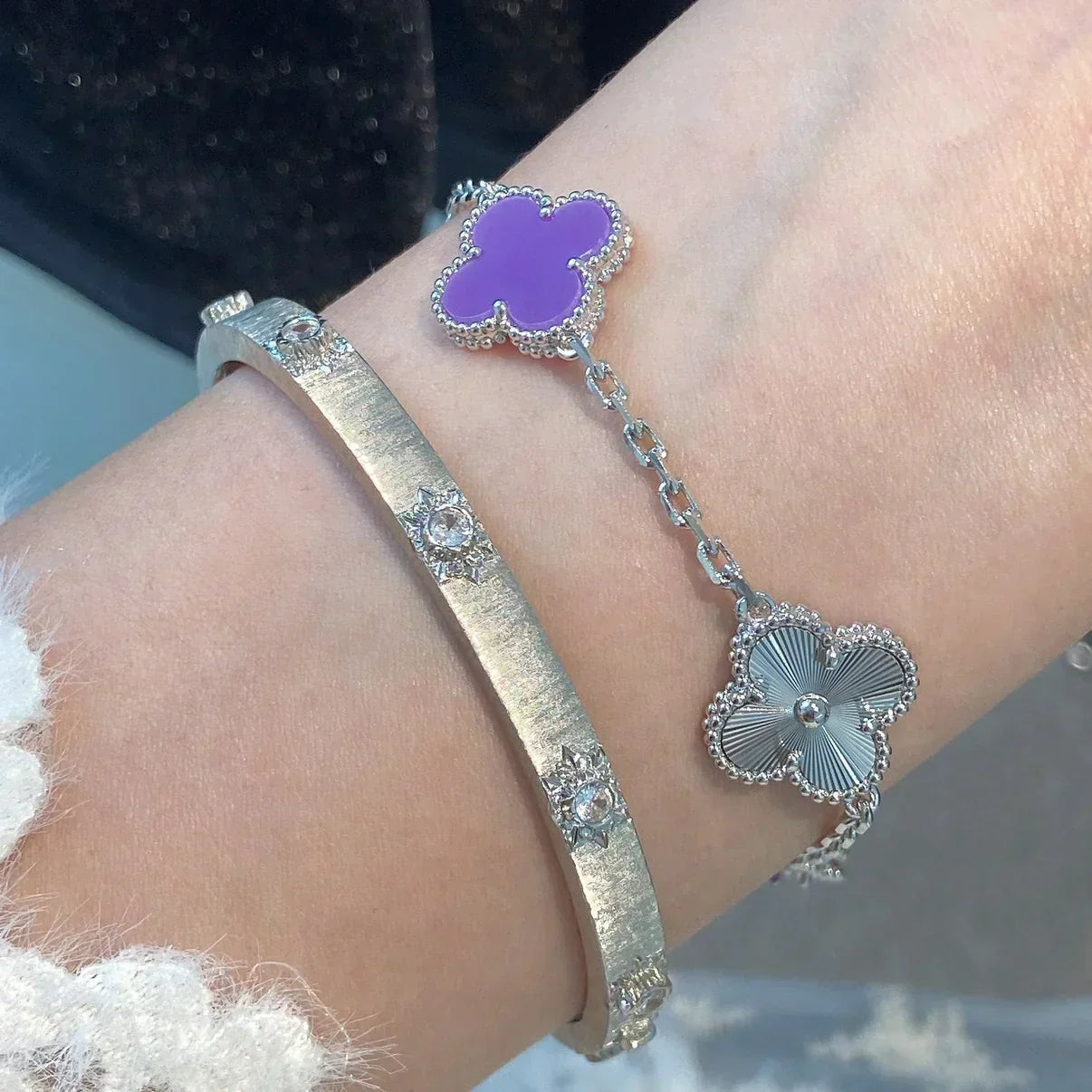 [⭐Luxery] CLOVER 5 MOTIF VIOLET BRACELET COLLECTION