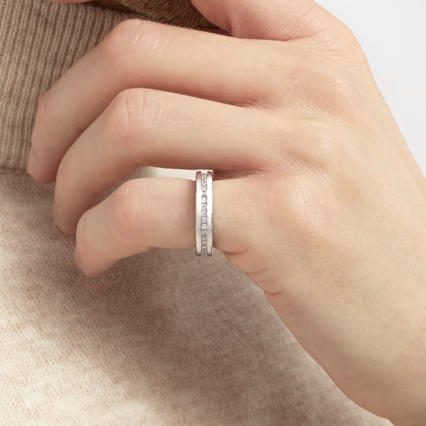 [⭐Luxery]ZERO 1 ONE-BAND PAVED DIAMONDS ON THE SPIRAL RING