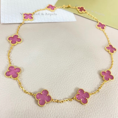 [⭐Luxery]CLOVER 10 MOTIFS  NEW BUBBLE PINK ENAMEL