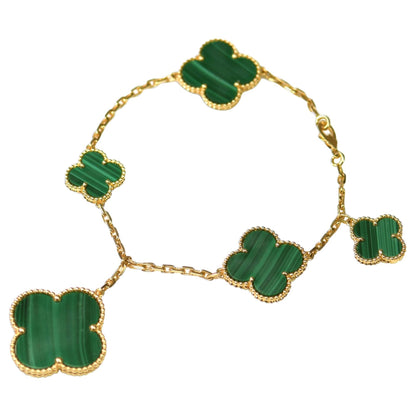 [⭐Luxery]MAGIC CLOVER MALACHITE GOLD BRACELET 5 MOTIFS