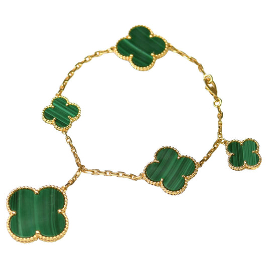 [⭐Luxery]MAGIC CLOVER MALACHITE GOLD BRACELET 5 MOTIFS
