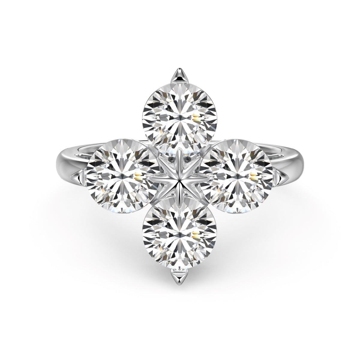 [Luxery Jewelry]Four-Leaf Clover Eight-Pointed Star Ring