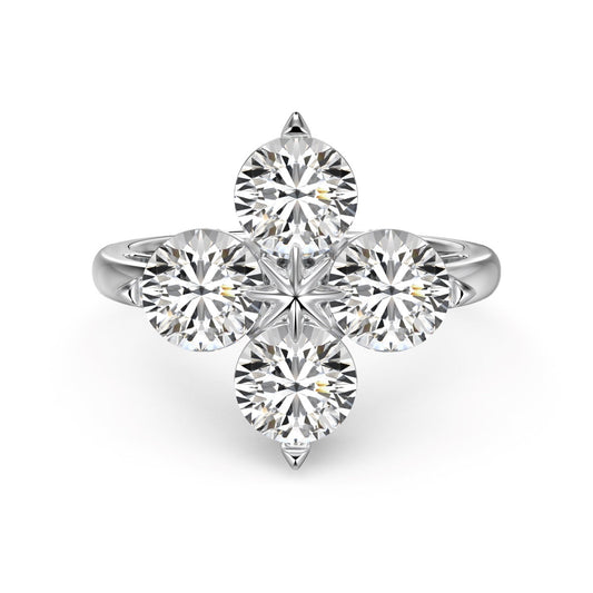 [Luxery Jewelry]Four-Leaf Clover Eight-Pointed Star Ring