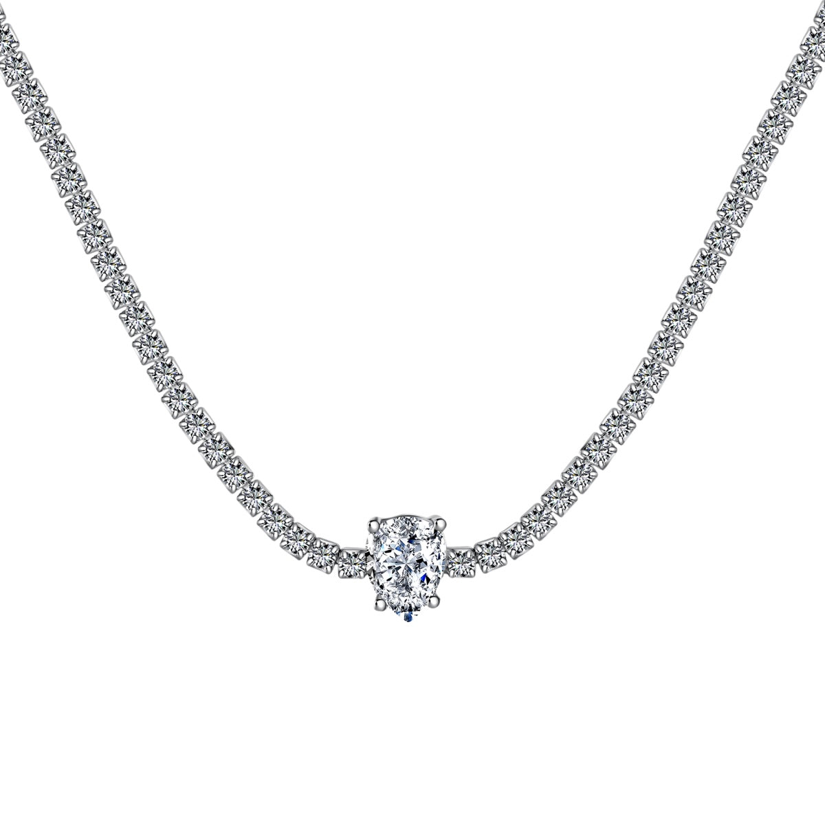 [Luxery Jewelry]1.0 carat Unique Pear Cut Tennis Necklace