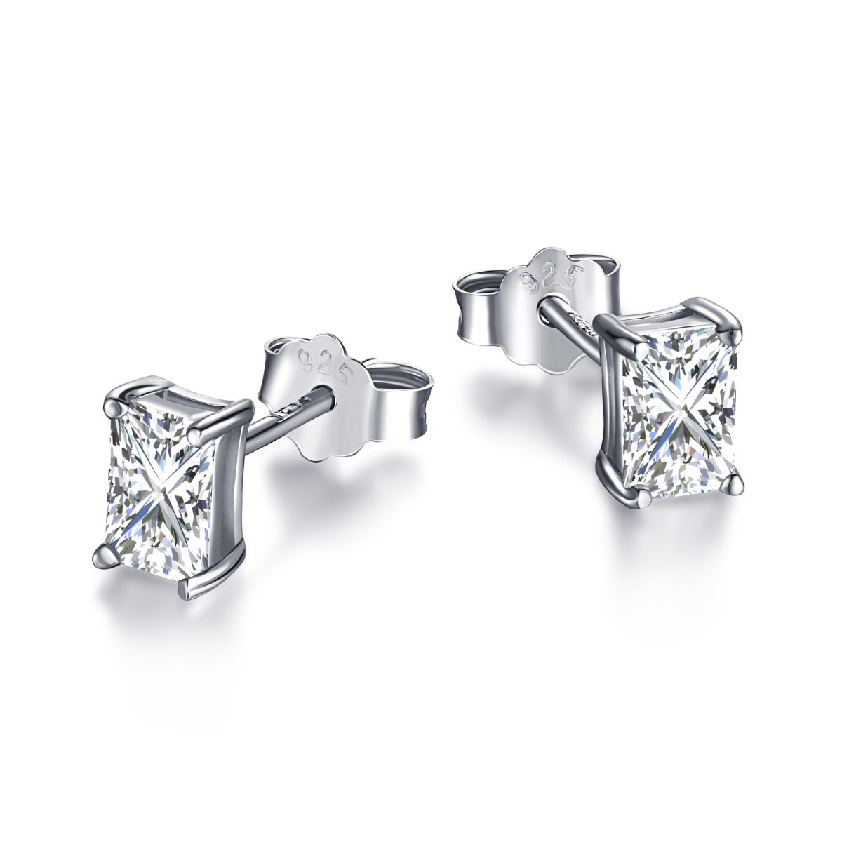 [Luxery Jewelry]Stylish Shiny Rectangular Center Stone Stud Earrings