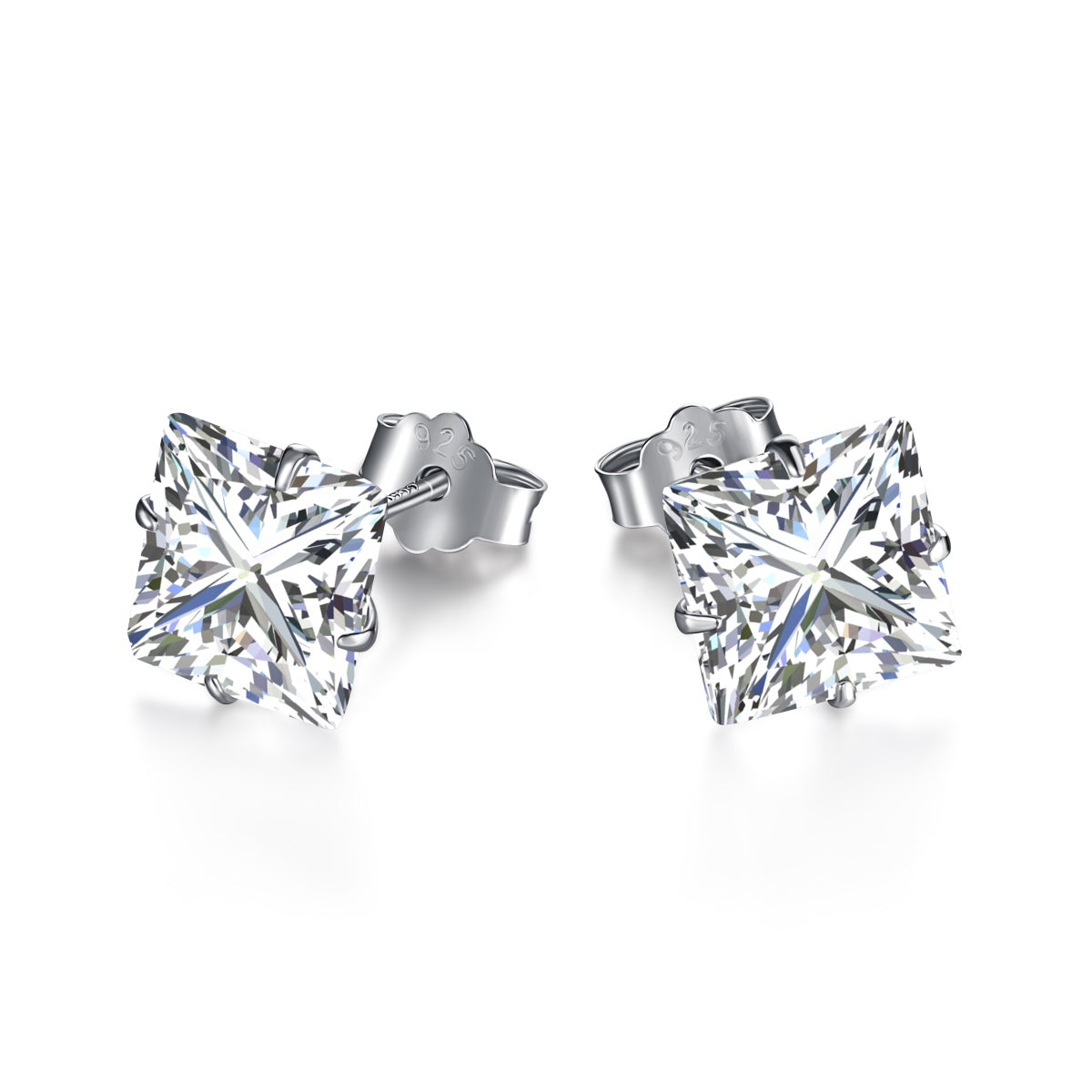[Luxery Jewelry]Stylish Shiny Square Center Stone Stud Earrings