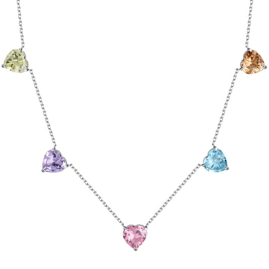 [Luxery Jewelry]Sparkling Colorful Heart Cut Necklace