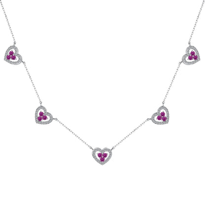 [Luxery Jewelry]Sparkling Five Heart Necklace