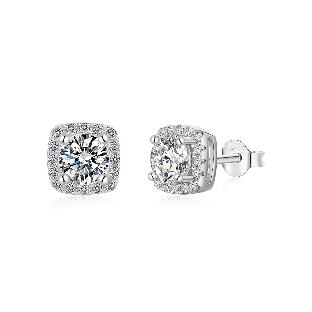 [Luxery Jewelry]Classic Round Center Stone Stud Earrings