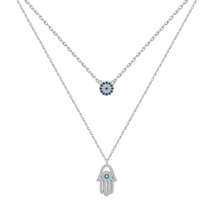 [Luxery Jewelry]Demon Eye Hamsa Palm Necklace