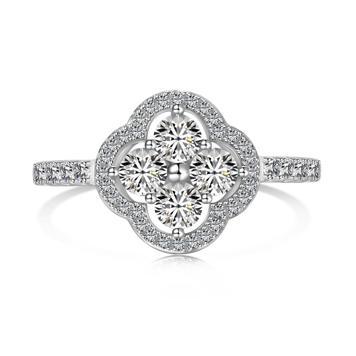 [Luxery Jewelry]Four Leaf Clover Flower Design Ring