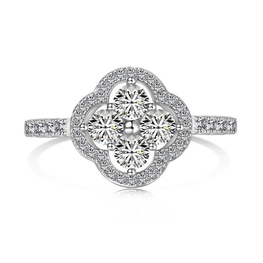 [Luxery Jewelry]Four Leaf Clover Flower Design Ring