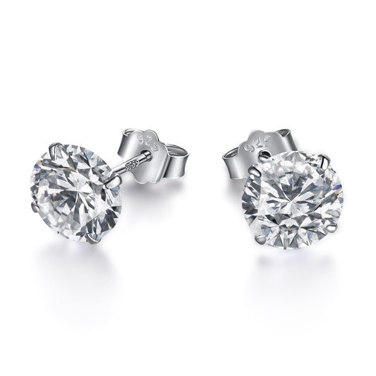 [Luxery Jewelry]Stylish Shiny Round Center Stone Stud Earrings