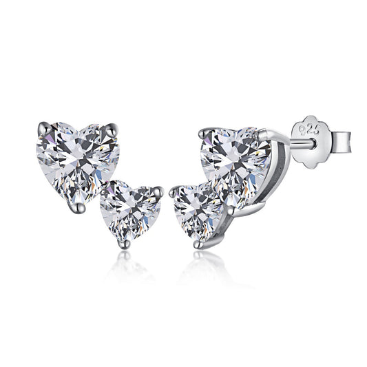 [Luxery Jewelry]Double Heart-Shape Classic Princess Style Earrings