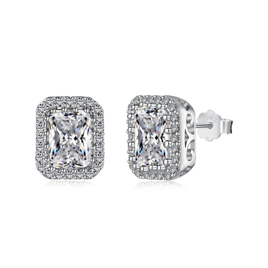 [Luxery Jewelry]1.0 Carat Luxurious Dainty Emerald Cut Daily Earrings