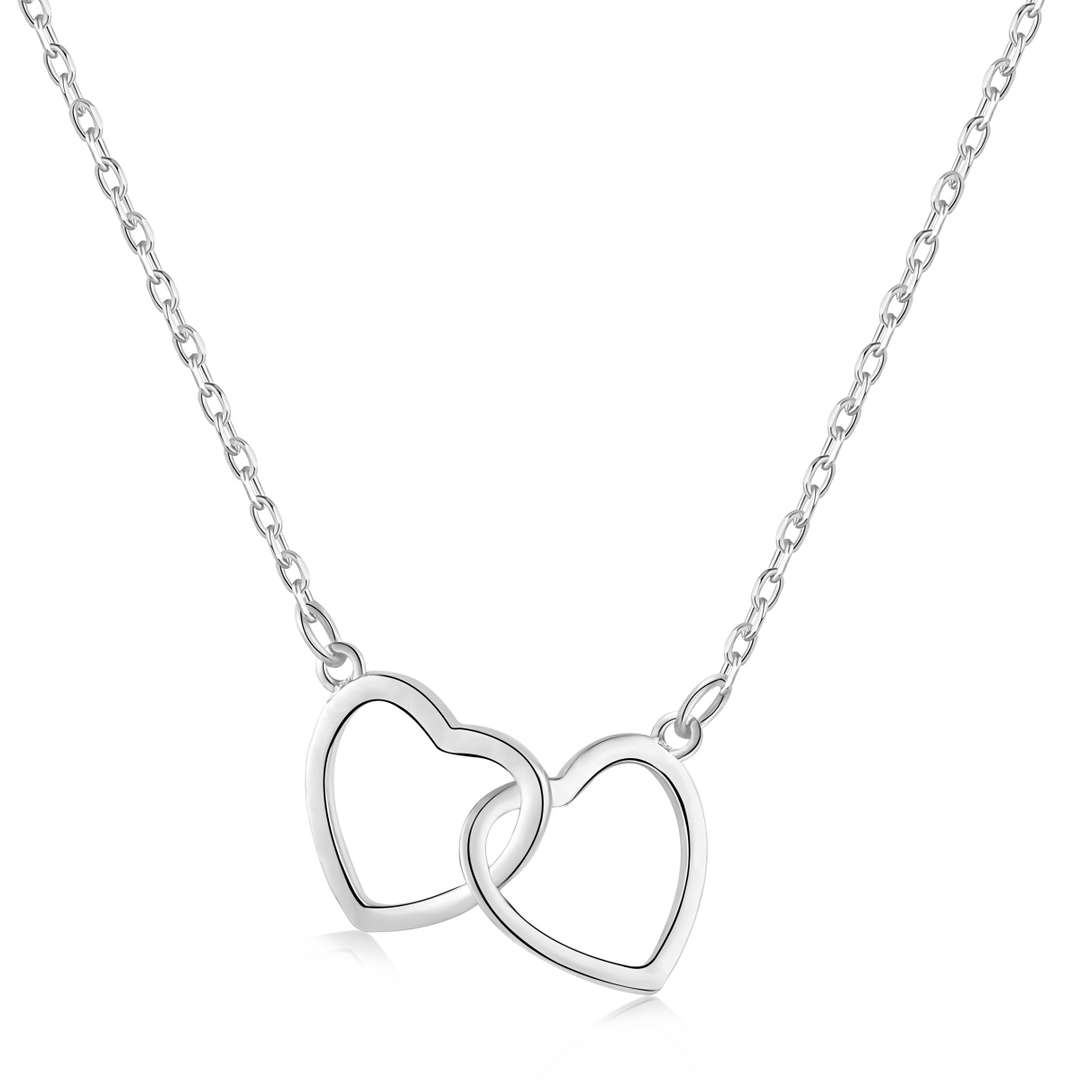 [Luxery Jewelry]Sterling Silver Love Double Ring Necklace