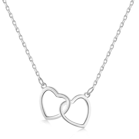 [Luxery Jewelry]Sterling Silver Love Double Ring Necklace