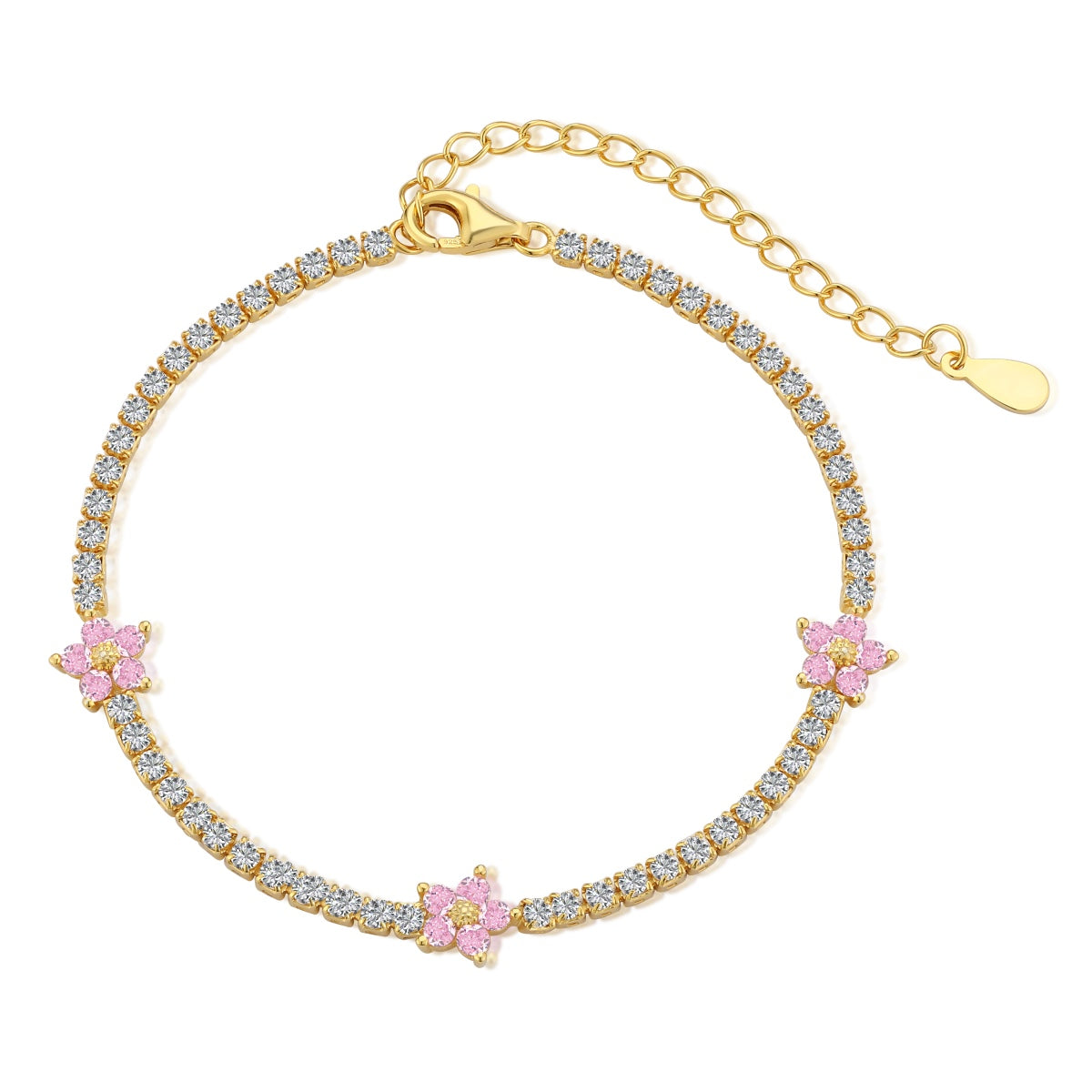 [Luxery Jewelry]Sparkling Flower Shape Tennis Bracelet