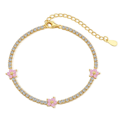[Luxery Jewelry]Sparkling Flower Shape Tennis Bracelet