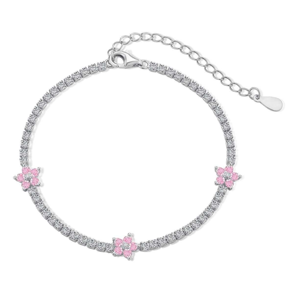 [Luxery Jewelry]Sparkling Flower Shape Tennis Bracelet